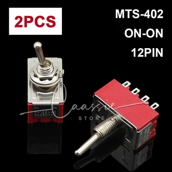 2pcs vermelho 6A/125VAC 2A/250VAC de 12 Pinos 4PDT NO/NA 2 Posição Mini MTS-402 Alternar