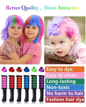 Colorido Tintura de Cabelo Pente para Crianças Brinquedo da Moda do Cabelo do Partido Giz Pente Conjunto Menina Descartáveis capilar Pente 10pcs