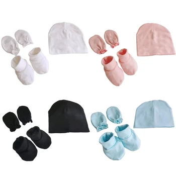 bebê recém-nascido chapéu conjunto de fotografia com adereços, de algodão gorro com luvas de tampas para os pés para os recém-nascidos meninos e meninas item