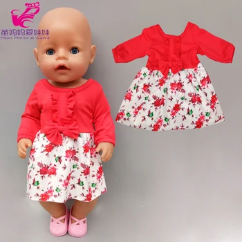 Vestido da boneca 43 Boneca laço Vermelho Vestido de 18 Polegadas de Roupas de Boneca Camisa e Calça Crianças de Menina de Presente