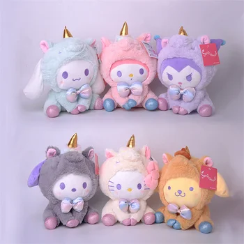 Kawaii Sanrio Brinquedos de Pelúcia Anime Kuromi Kitty bichos de Pelúcia Boneca Melodia Cinnamoroll Unicórnio de Pelúcia Brinquedo Macio Bonecas para as Meninas de Presente