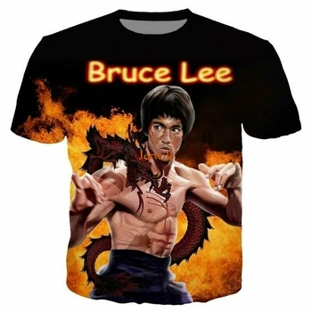 Nova Moda Mulheres Homens Kung Fu Superstar Bruce Lee Impressão 3D Casual T-Shirt