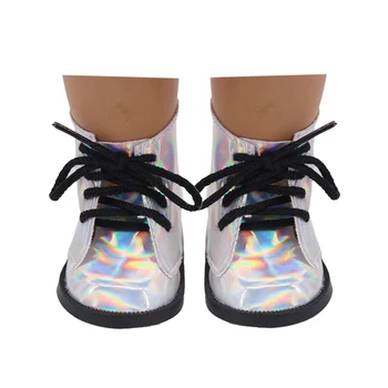 A 7 CM do arco-íris Botas Com Cadarço Preto Ajuste de 18 Polegadas-Americana de 43 CM Reborn Baby Doll Roupas Sapatos Nenuco Ropa Menina Brinquedos de DIY