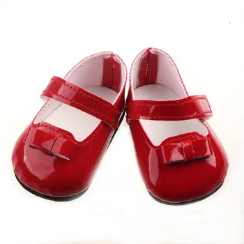 Novos Sapatos Vermelhos Ajuste de 43 CM Boneca de Calçados de Couro