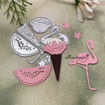 Sorvete flamingo de Corte de Metal Morre Stencils Para DIY Scrapbooking Decorativos em Relevo de Artesanato, Cortando Modelo