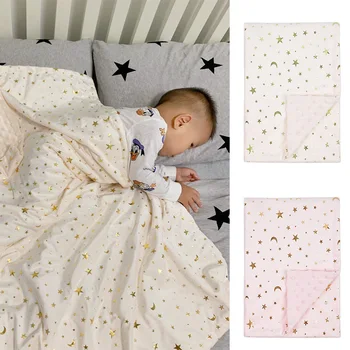 75*120CM Criança Bebê Minky Cobertores Lua Estrela Polar Colcha Macia Crianças Cobertor Swaddle Tampa Colchas de Cama