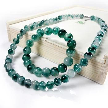 Natural genuíno Verde 8mm Jade Contas de Colar de Jadeite, Moda Jóias Charme Acessórios Sorte Amuleto de Presentes para Mulheres de Seus Homens