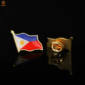 Ásia Filipinas Metalizado Esmalte Bandeira Broche Patriota Paz Actividade De Lapela Wearable Fivela De Segurança Emblema Pin Jaqueta Jeans Jóias