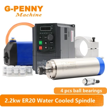 G-PENNY Máquina 2.2 KW ER20 D80 de Água de arrefecimento do eixo do Motor 220v/380v 2.2 KW Frequência de VFD & 80mm suporte de Fixação 75W bomba de água