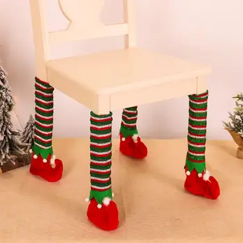 Natal Perna da Cadeira Cobre Fantasia Bonito Elf Design Perna da Cadeira Meias Chão Protetor para a Home do Partido Presentes de Natal