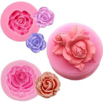 3D Rosa flor Flor de Silicone Fondant Sabonete Artesanal Molde do Bolo Mousse de Cupcake de Geléia de Doces de Chocolate, Decoração do Cozimento Ferramenta