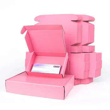 5pcs / 10pcs / cor-de-rosa da caixa de presente da celebração do festival da caixa de embalagem 3-camada de embalagens de papelão ondulado suporta tamanho personalizado e impressão do logotipo