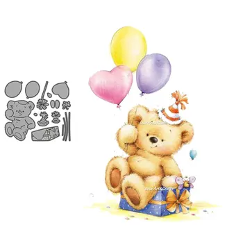 Aniversário de Corte Morre Para Fazer do Cartão Urso Bonito Bola de Presente Estêncil DIY Papel de Relevo Artesanato Corta Para Crianças Feliz Festa