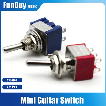 2pcs Mini 2 Forma de Guitarra Eléctrica, Baixo Pickup Interruptor de CA 125 6A NA/EM Vermelho/em Azul para a Opção de Guitarra Elétrica de Peças