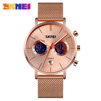 SKMEI Homens Relógios de 2021 de Aço Inoxidável de Luxo, Grandes marcas Homem Assistir a Curva Movimento de Cronógrafo de Quartzo Relógios de pulso 9231