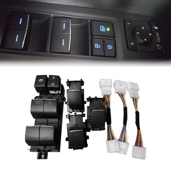 1Set LED Azul Power Tirante da Janela Interruptor de Botão com Cabo para Toyota RAV4 RAV 4 2019 2020 LHD luz de fundo Atualização