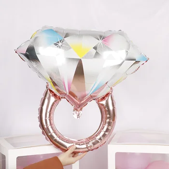 1pc 61*64cm Rosa de Ouro Champanhe de Casamento de Diamante Anel de Mylar Balão de Eventos Decorações do Partido Kit de Dia dos Namorados Chuveiro Nupcial Brinquedo