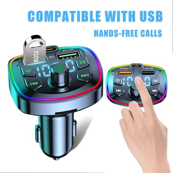 Transmissor FM Carro sem Fios Bluetooth 5.0 mãos livres Receptor de Áudio USB Carregue Rápido TF U Disco Reproduzir MP3 Player Modulador Voiture