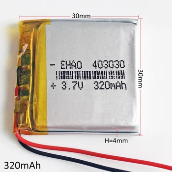 3,7 V 320mAh 403030 de Polímero de Lítio Li-Po Bateria Recarregável Para Mp3, GPS, PSP bluetooth fone de ouvido fone de ouvido smart watch 4*30*30mm