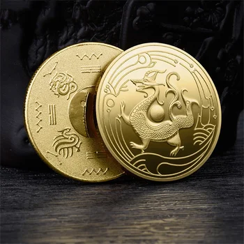 Chinês Tai Chi Taoísta antiga Quatro Deuses Besta Tigre Branco Comemorativa de Estilo Chinês, moeda de Ouro e de Prata moeda
