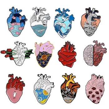 Coração Broche e Esmalte Pin Anatomia Médica Coração Neurologia Pin de Lapela o Emblema
