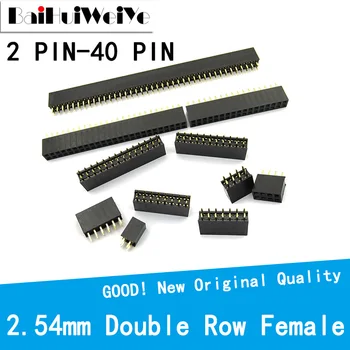 De 2,54 mm de Linha Dupla Feminino 2~40P PCB Soquete da Placa Cabeçalho Pino do Conector da Tira Pinheader 2/3/4/6/10/12/14/16/20/40Pin Para Arduino