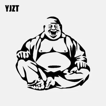 YJZT 17CM*DE 16,8 CM de desenhos animados Vinil Decal Adesivo de Carro Rindo Buda, o Budismo Preto/Prata C3-1523