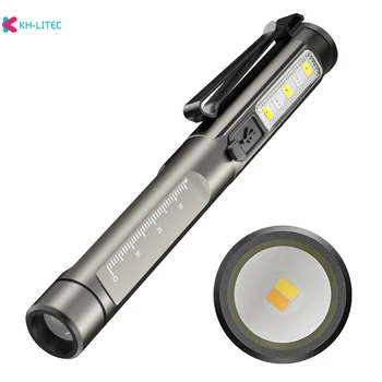 Recarregável USB Médico Prático Caneta Mini-Luz de Enfermagem da Lanterna elétrica do DIODO emissor de luz Tocha de luz Com Metal Segurando Clip de Bolso Lanterna Led