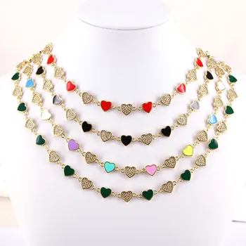 4Pcs de 2022 Moda Multicolor Esmalte Star Coração Colar Chain de Zircão Charme Gargantilha Para Mulheres Delicadas Jóias de Presente