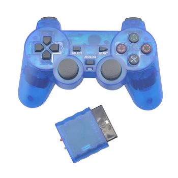 Cor transparente Gamepad sem Fio Para Sony PS2 2,4 G de Vibração do Joystick Blutooth controle Para o Playstation 2 Joypad