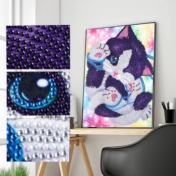 DIY Diamante Pintura Especial da Forma do Cristal de rocha da Cor do gato Diamante Arte Kits para Adultos, Crianças Bordado de Artes de Decoração de Casa