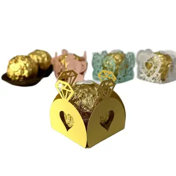 50pcs Muito Elegante Desenho do Anel de Trufa de Chocolate Titular Caixa de Chocolate Copos,para o Envolvimento e a Festa de Casamento