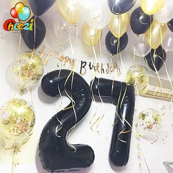 40inches Preto Número de Balões Folha Dígitos de Hélio, Balões de Festa de Aniversário Decorações Crianças adultos bola de Casamento de Eventos artigos para festas