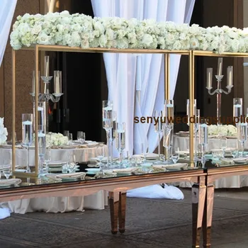 6pcs Novo estilo de Casamento grande Banquete de Festa quadrado da Malha do Metal de Flores de pano de Fundo Arco Decoração para casamento mesa de decoração senyu01183