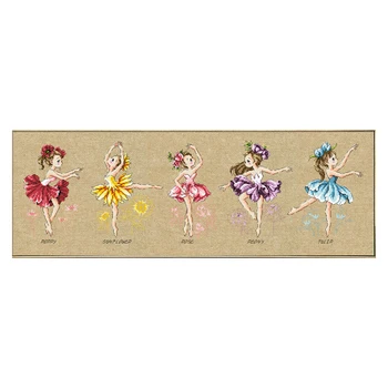 Amishop Ouro Coleção Linda, Contados a Ponto de Cruz, Kit de Flor de Dança Cinco Bailarinas Bailarina do Balé PARA G115