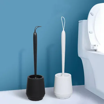 Casa de banho Preto Wc Pincel Macio de TPR Pincel de Silicone que Não com a Cabeça Mortos Cantos Casa de Chão Escovas para a Limpeza dos WC Acessórios