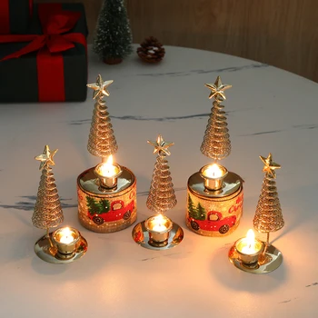 Árvore De Natal De Velas Titulares De Metal Pinheiro Vela Significa Mantel Férias De Inauguração Ornamento Decorações Presentes De Ano Novo