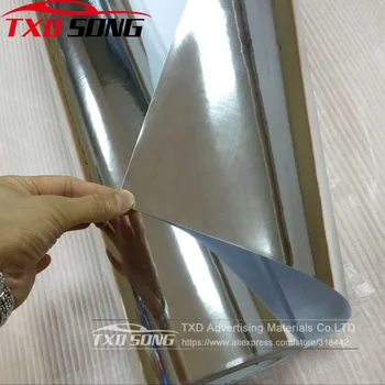 Alta elástico prata espelho Espelho Cromado de Vinil flexível Enrole a Folha de Rolo de Filme Adesivo de Carro de Folha de Decalque 7 Tamanhos para uma escolha