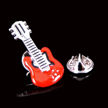 De latão de alta qualidade de música da moda equipamento Vermelho Guitarra Elétrica Broche homens Pin de Lapela roupa mochila emblema jóias por atacado