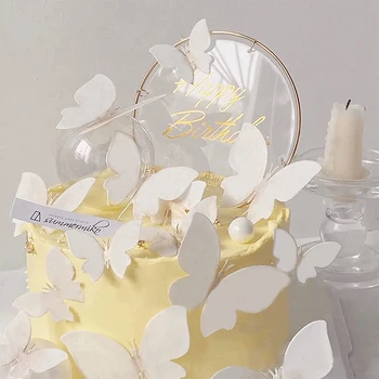 48pcs/set Borboleta 3D Removível Mural Adesivos para DIY Casamento, chá de Bebê Festa de Aniversário Bolo Toppers Balões Decoração de Quarto