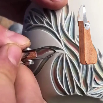 Novo cerâmica ferramenta de recorte de faca de argila plástica raspagem textura escultura ferramenta único anel de recorte de faca acessórios
