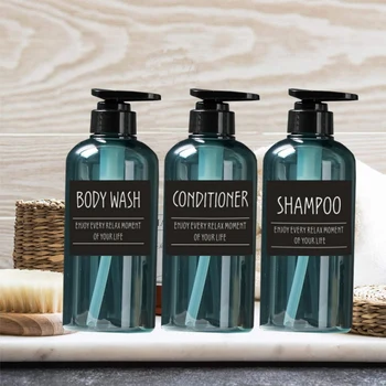 3pcs 500ml de Banho Shampoo Corpo Frasco de Sabonete saboneteira de vidro de Grande capacidade de Loção Prima Garrafa Vazia