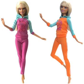 NK Oficial 2 Conjunto Esportes, Moda Roupa Camisa com capuz + Ginásio Executando o Desgaste Trouseres para a Boneca Barbie com Roupas Acessórios Brinquedos