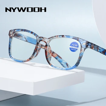 NYWOOH Anti Luz Azul Óculos de Leitura Mulheres de Moda de Impressão Presbiopia Óculos Feminino Leitor de Óculos de Dioptria +4.0