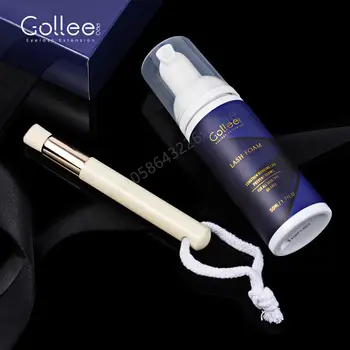 Gollee Limpo Cola de Cílios Lash Espuma Kit de Cílios Espuma de Limpeza 50ml/100ml de Shampoo Escova para Cílios Extensão de Limpeza Suave Maquiagem