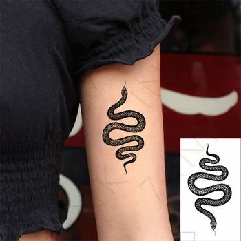 Venda quente Black White Snake Tatuagem Temporária Adesivos para Mulheres, Homens do Corpo da Cintura Corpo à prova d'água Arte Falsa Tatoo Escuro Tatto