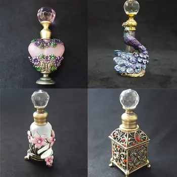 Antigos Árabes Vazio Frasco De Perfume Antigo De Cristal Metal Garrafa Senhora Festa Presente