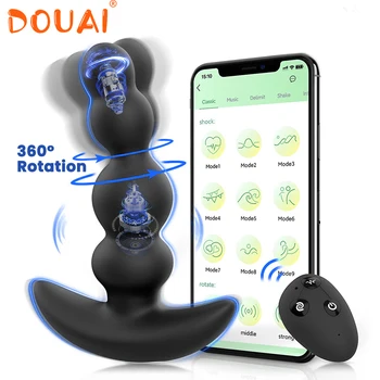 Sem fio Bluetooth Vibrador Vibrador para Homens com Rotação de 360°Massageador de Próstata Plug Anal Vibradores Remoto APP Sexo Anal Brinquedos para Adultos