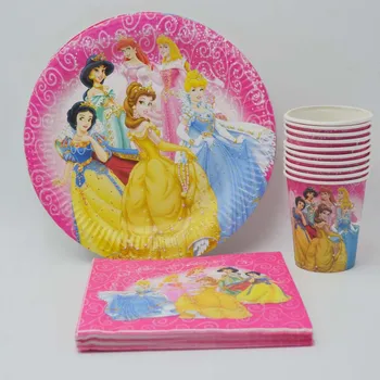 40pc Ariel/Branca de Neve/Belle/Cinderela/Jasmine/Aurora Princesa Placa Copa do Guardanapo da Festa de Aniversário de Suprimentos Decoração