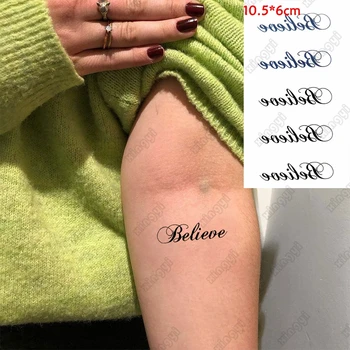 Impermeável da Etiqueta Temporária Tatuagem Palavra em inglês que Acredita Flash Tatoo Pequena Estrela no Pulso Perna Falso Tatto para a Arte Corporal Mulheres Homens